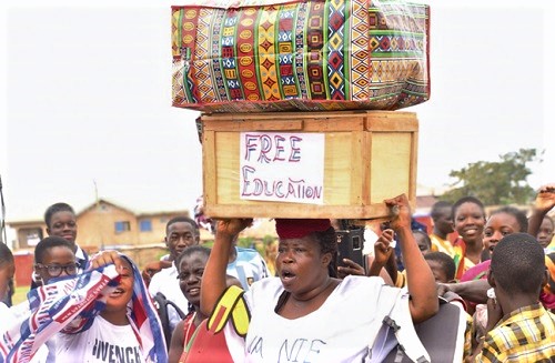 Parents demonstrate their joy over the Free SHS policy